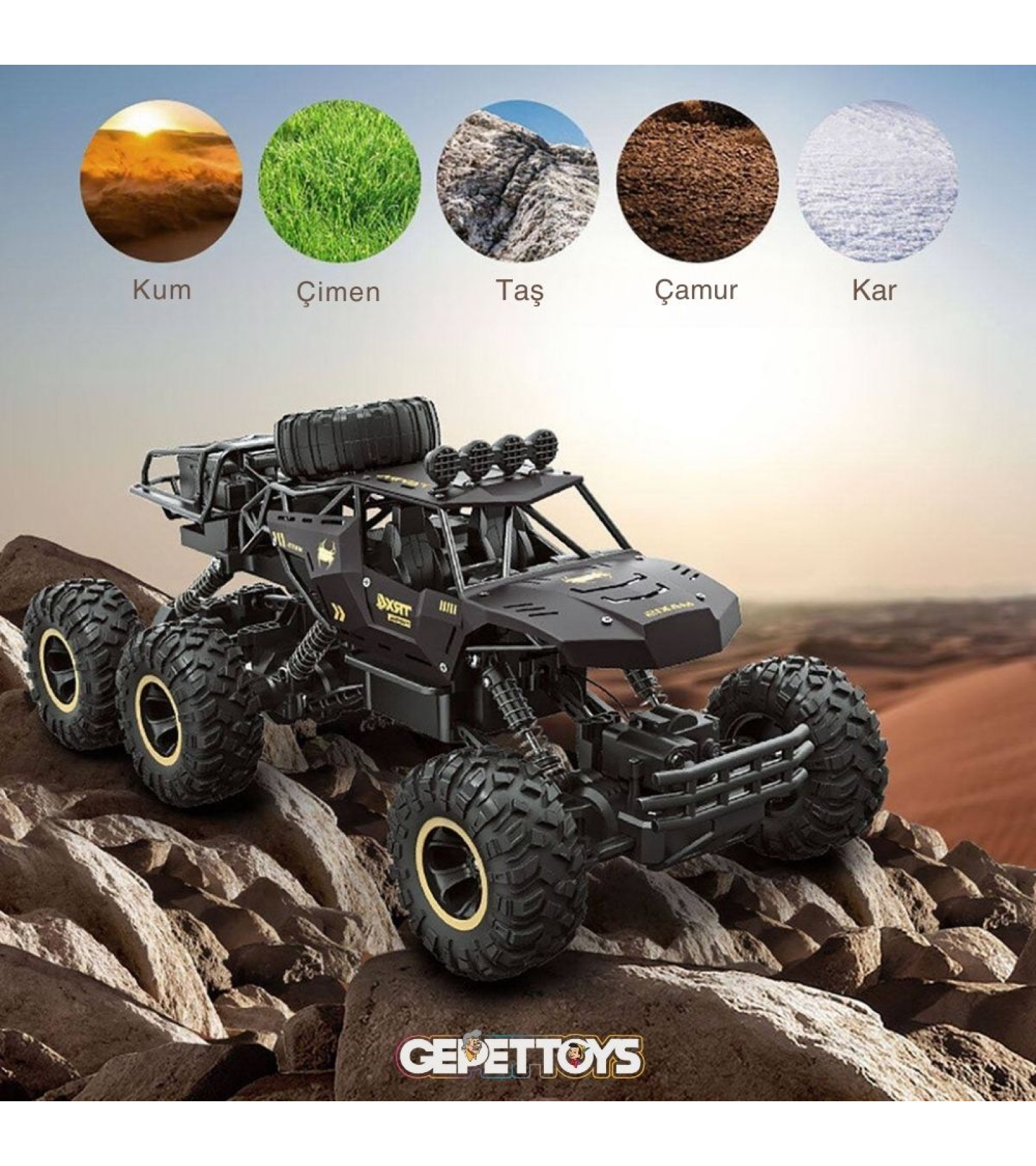 1:10 4WD 6 Tekerlekli Oyuncak Arazi Aracı Yüksek Hızlı RC Araba