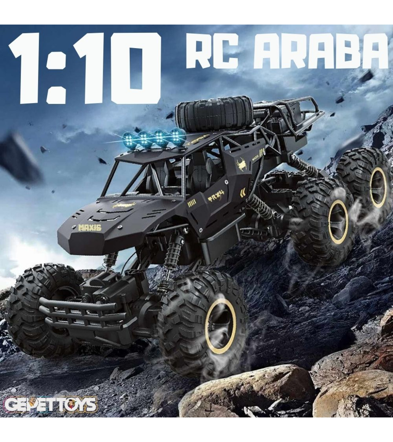 1:10 4WD 6 Tekerlekli Oyuncak Arazi Aracı Yüksek Hızlı RC Araba