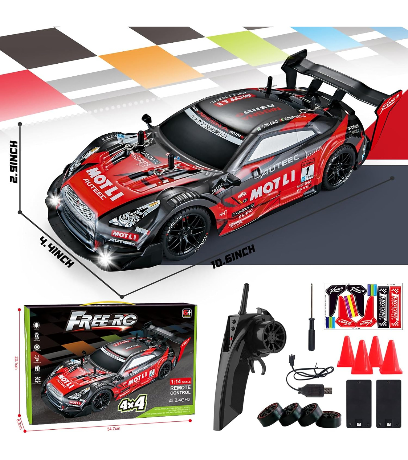 RC Drift Araba 2.4GHz 1:16 Ölçekli 4WD Uzaktan Kumandalı