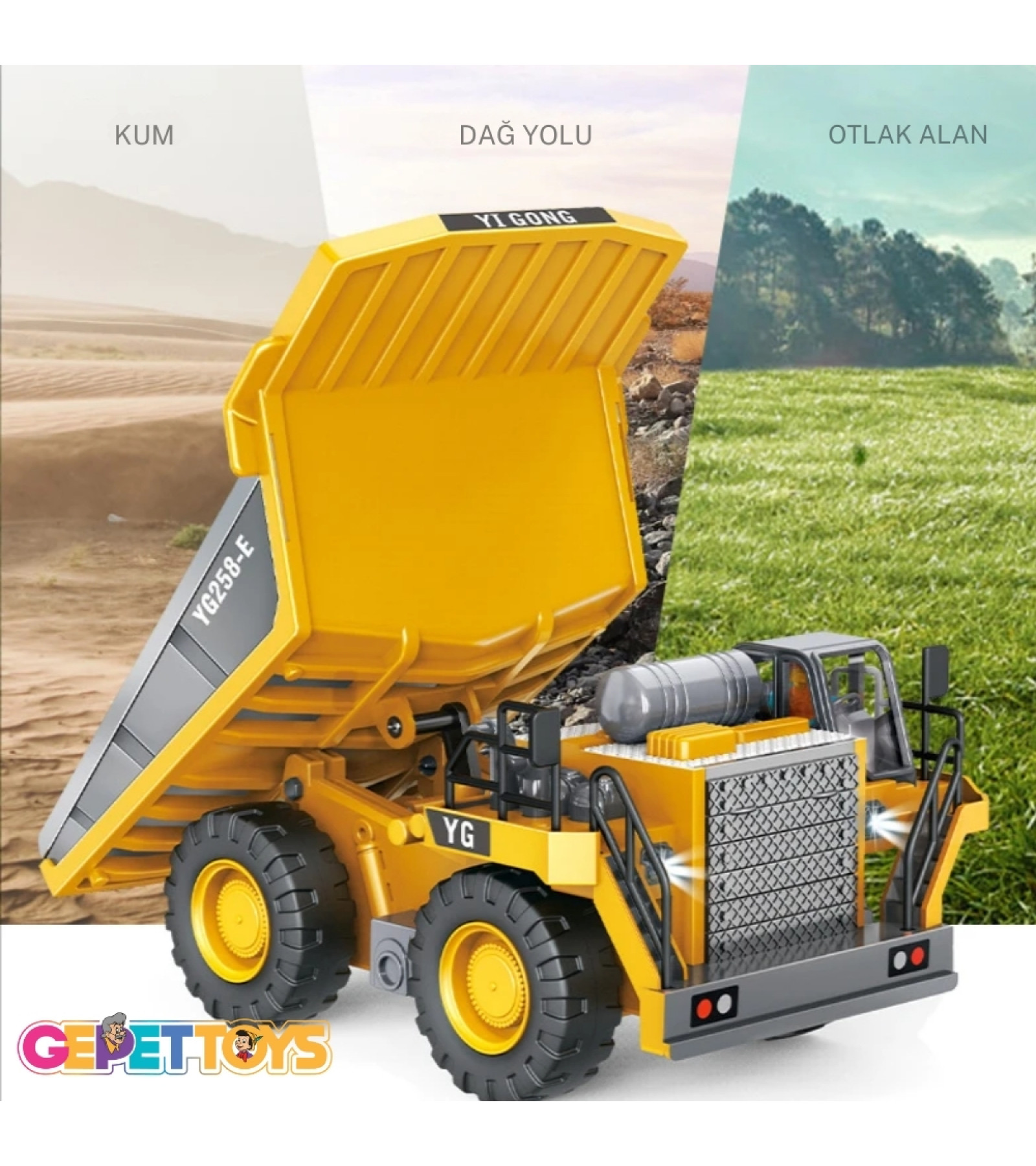 Işıklı Sesli Uzaktan Kumandalı Metal Alaşım Hareketli Damperli Taşıyıcı Kamyon İnşaat Aracı