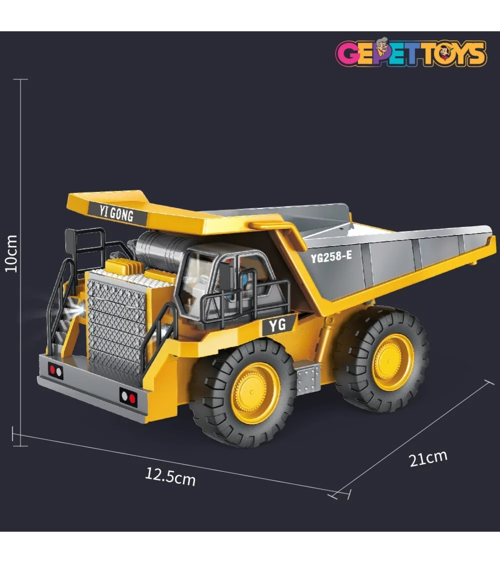 Işıklı Sesli Uzaktan Kumandalı Metal Alaşım Hareketli Damperli Taşıyıcı Kamyon İnşaat Aracı